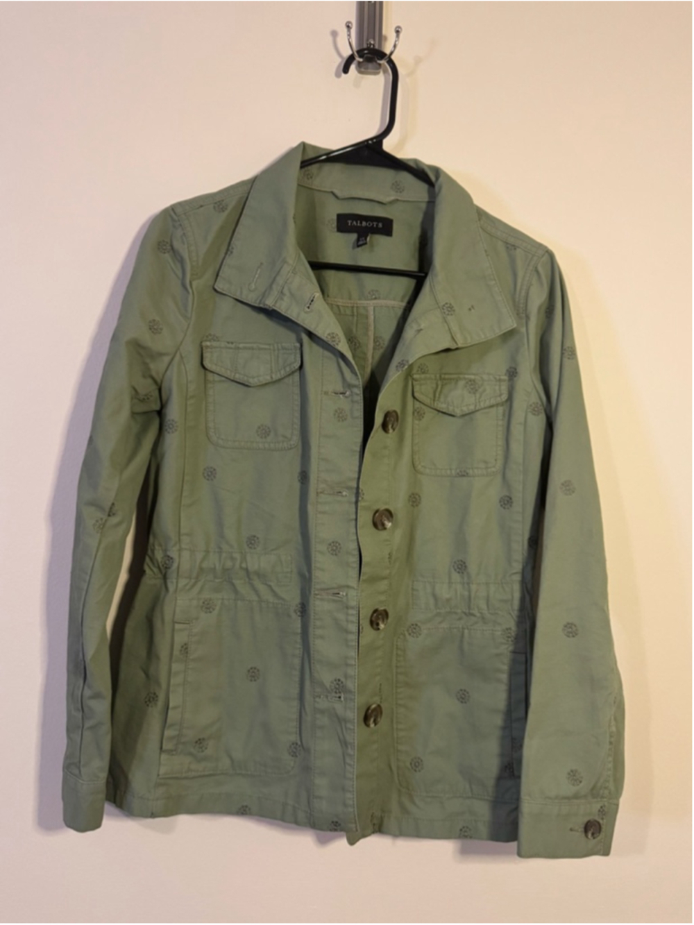 Women's TALBOTS Green embroidered Utility Jacket XS